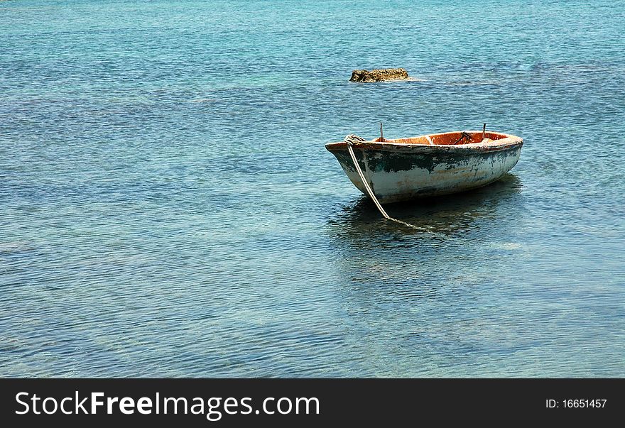 A single boat in the sea