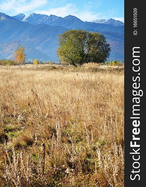 Mountains landscape in a warm autumn. Mountains landscape in a warm autumn