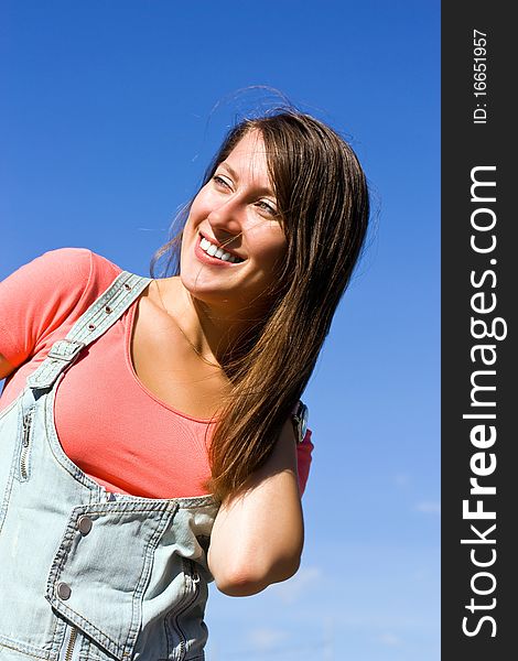 Portrait of smiling beautiful girl enjoying sun outside. Portrait of smiling beautiful girl enjoying sun outside