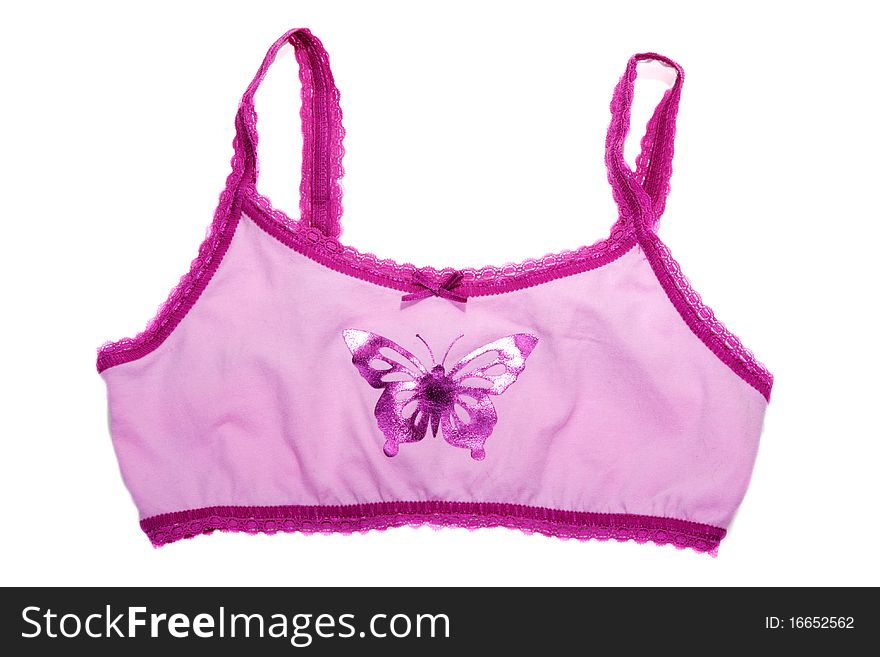 Bra with pattern butterfly on white background