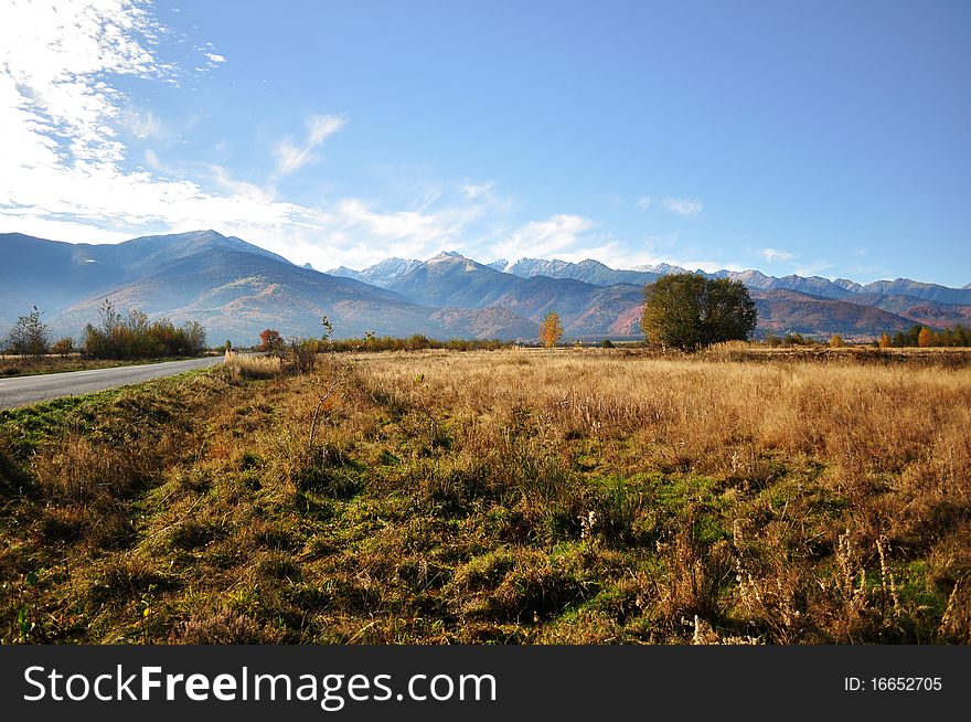 Mountains landscape in a warm autumn. Mountains landscape in a warm autumn