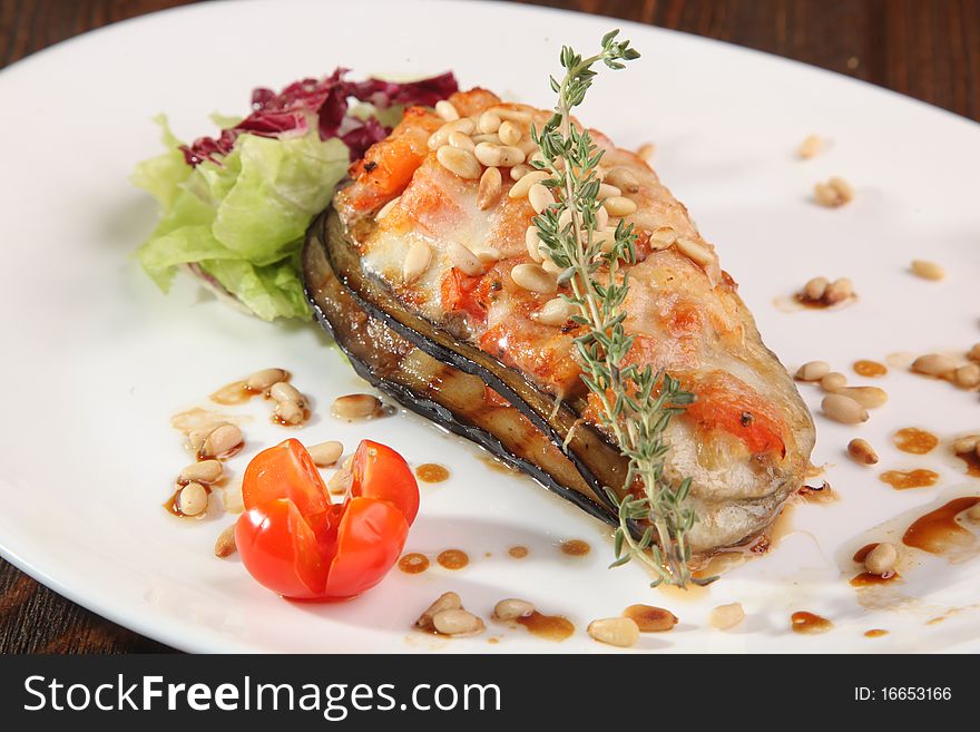 Tasty food on a plate in a cafe