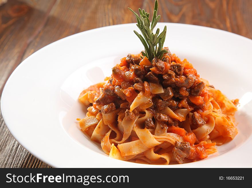 Tasty food on a plate in a cafe