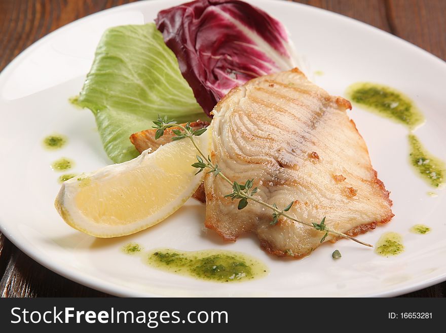 Tasty food on a plate in a cafe