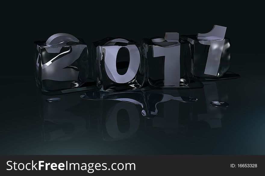 Illustration of cubes of ice with number inside the year 2011. Illustration of cubes of ice with number inside the year 2011