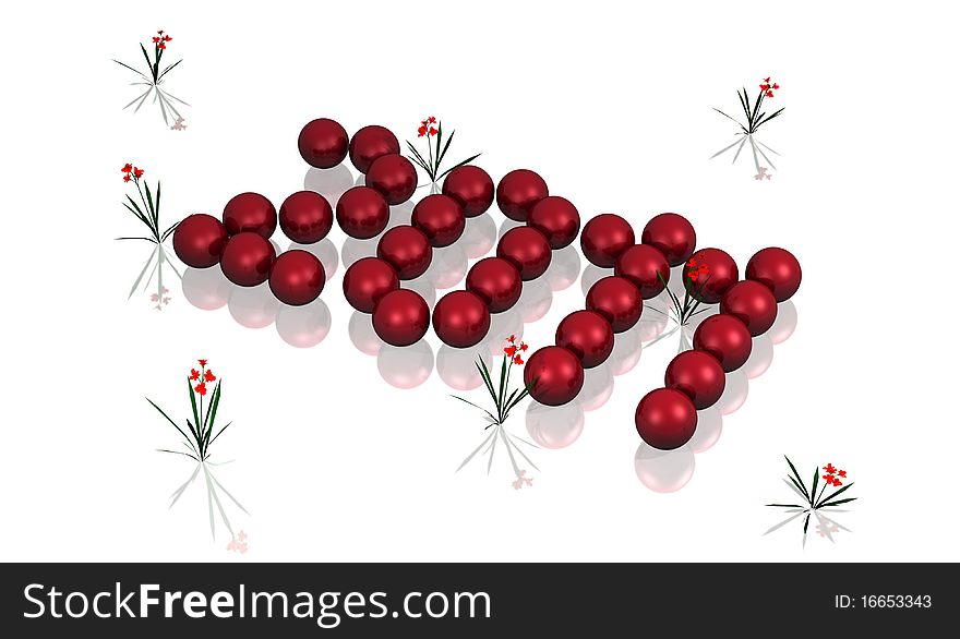 Illustration of numbers of the year 20100 with spheres of red color. Illustration of numbers of the year 20100 with spheres of red color