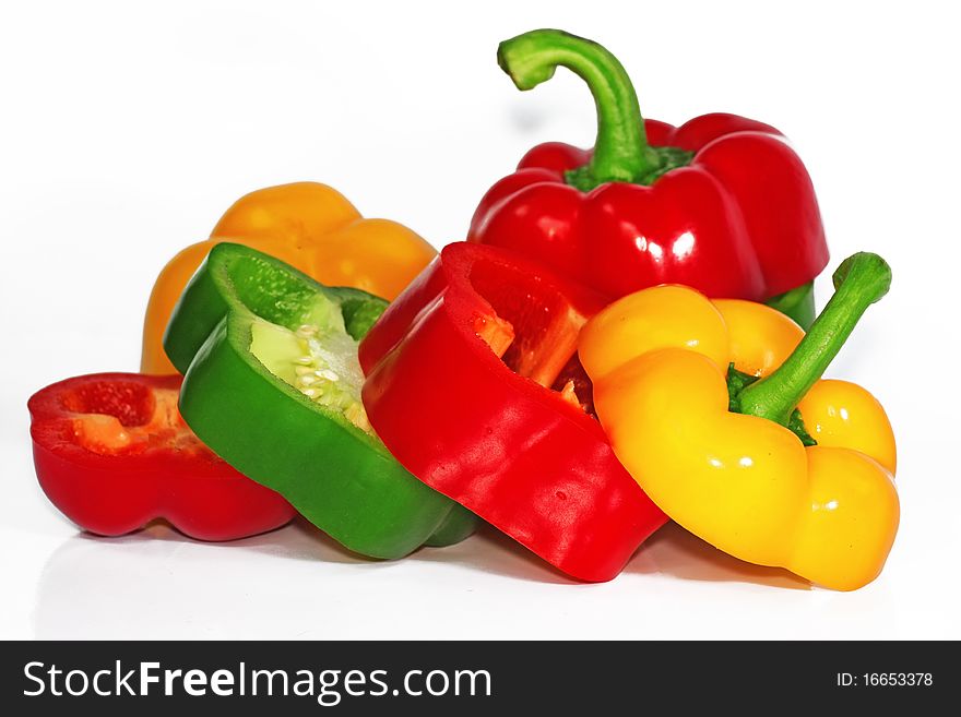 Fresh paprika isolated on white background