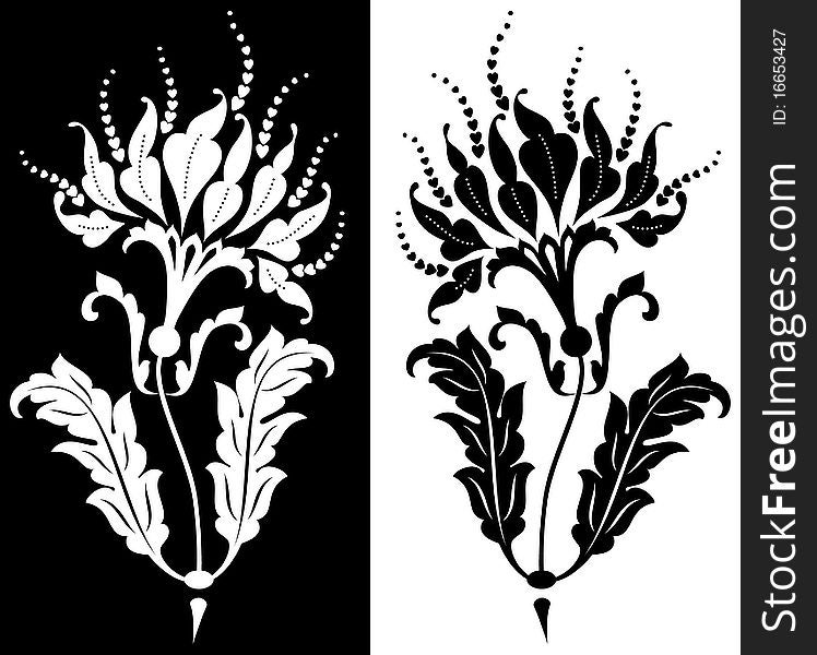 Silhouette of stylized flower, vector illustration