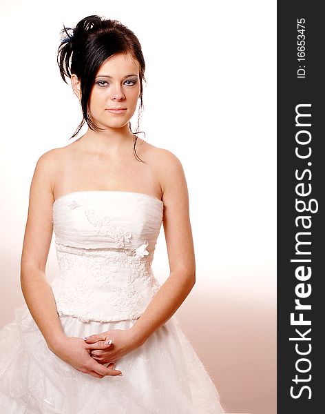 Young bride isolated on white background