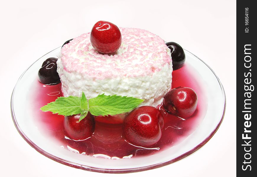 Cherry Dessert With Pudding And Jelly