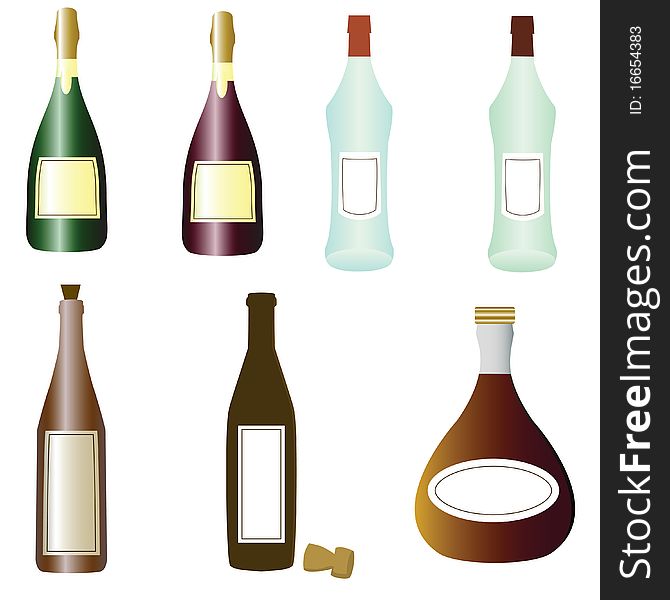 Collection of different alcohol drinks - vector illustration