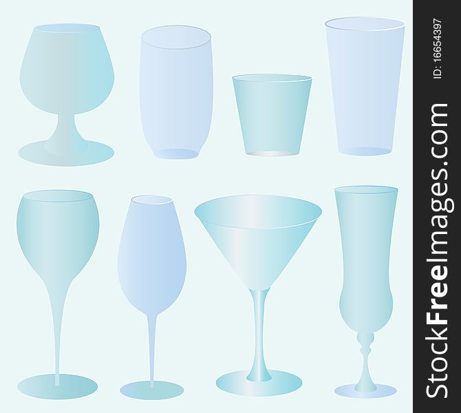 Collection of glasses - vector illustration