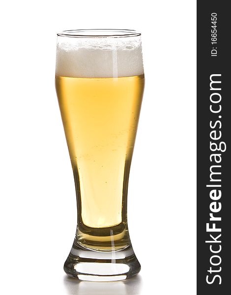 Full beer glass isolated on white