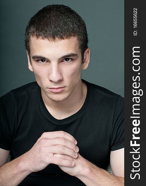Сlose-up portrait of young male model