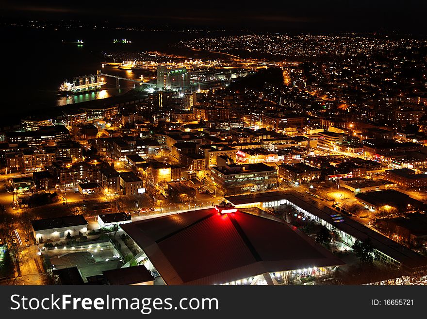 Nighttime in Seattle city, USA