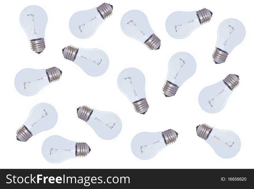 It is a lot of bulbs on a white background