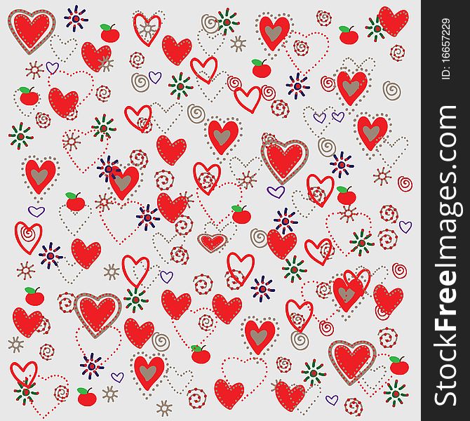 Colorful seamless with flowers pattern and heart. Colorful seamless with flowers pattern and heart