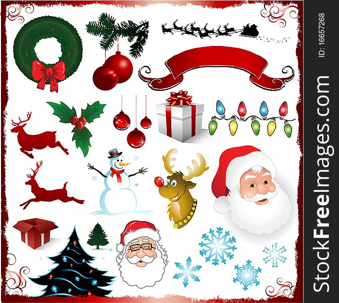 Christmas decorative elements collection