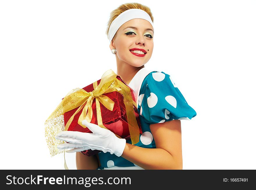 Young Woman With Colorful Gifts
