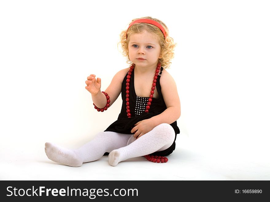 Child with phone isolated n white