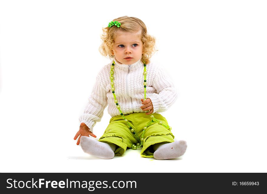 Cute little girl isolated on white. Cute little girl isolated on white