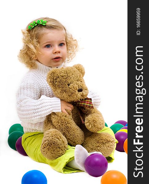 Cute little girl with bear. Cute little girl with bear