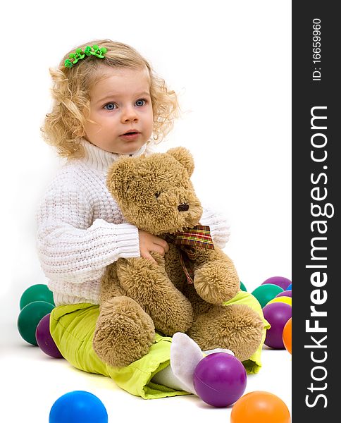 Cute little girl with bear. Cute little girl with bear