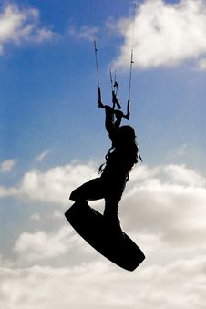 Kite Surfer Silhouette Royalty Free Stock Images