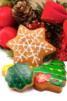 Assorted Cookies And Christmas Wreath Royalty Free Stock Photo Assorted Cookies And Christmas Wreath Royalty Free Stock Photo