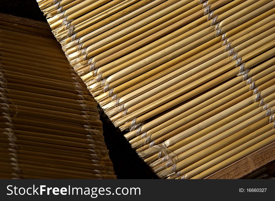 Close up of bamboo blinds