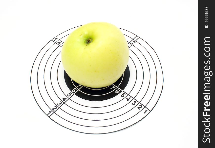 Target and apple isolated on a white background