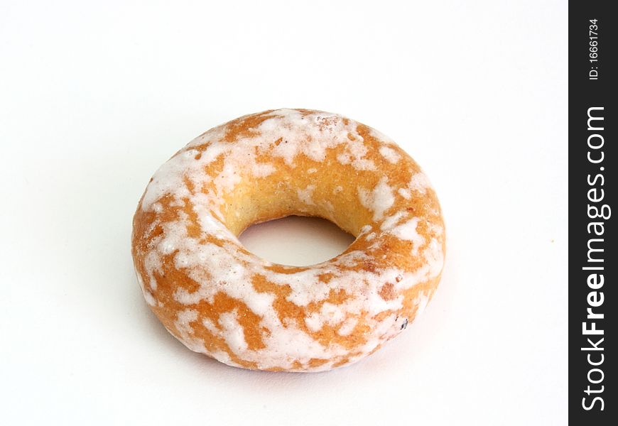 Plain bagel isolated on white background with copy space, in horizontal format