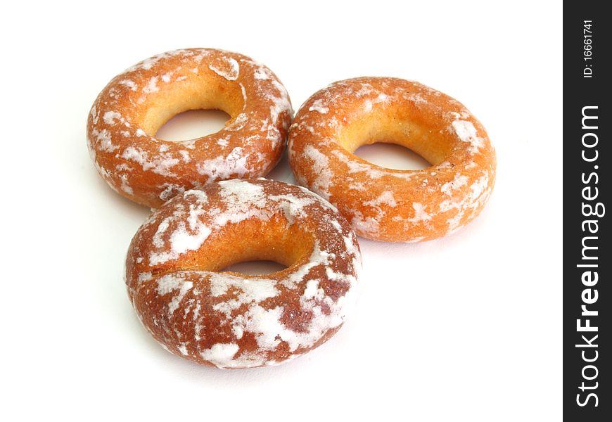 Plain bagel isolated on white background with copy space, in horizontal format