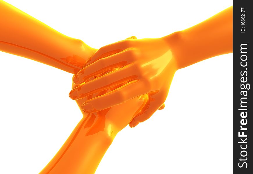 Yellow Teamwork Symbol 3d Arms