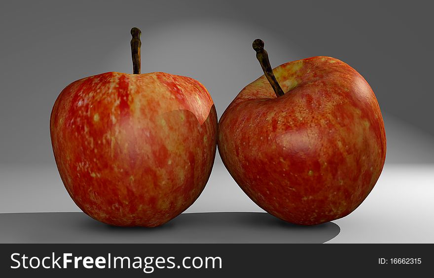 Two red apples on a seamless background close-up. Two red apples on a seamless background close-up