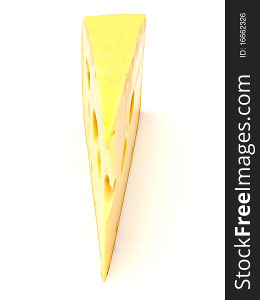 A piece of Swiss cheese isolated on white yellow delicatessen;