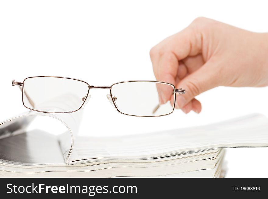 Magazine And Spectacles Isolated