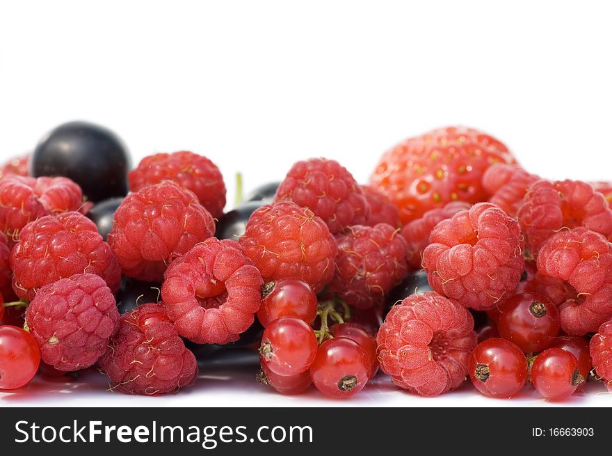 Garden ripe berries isolated on white background