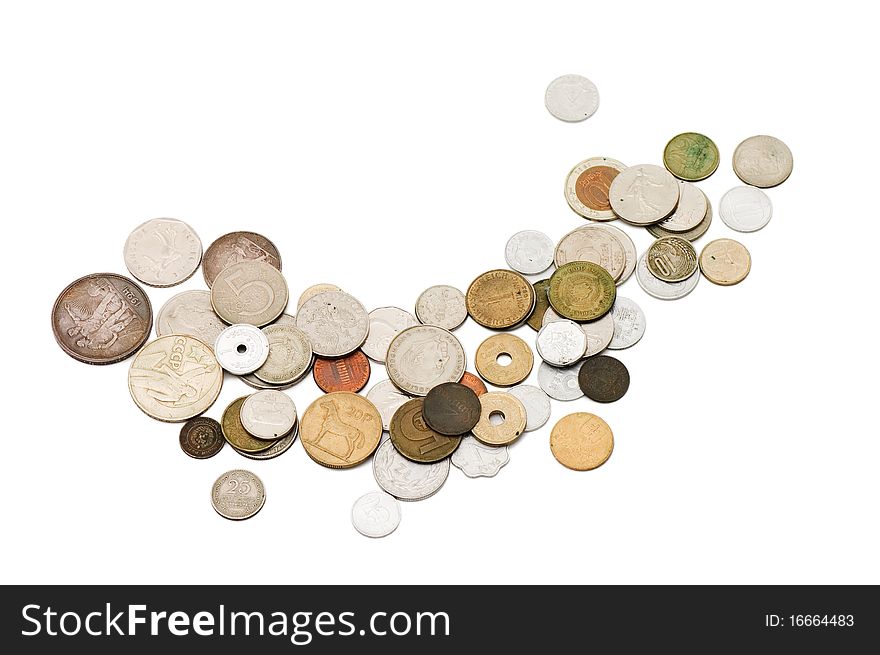 Old coins isolated on white background