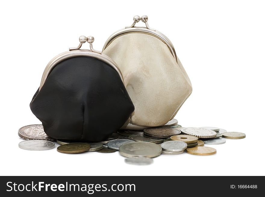 Old coins isolated over white