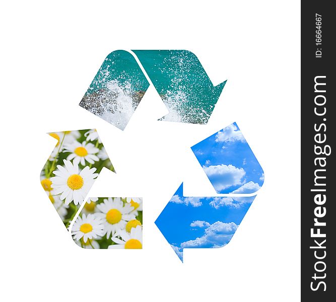 Conceptual Recycling Sign With Images Of Nature