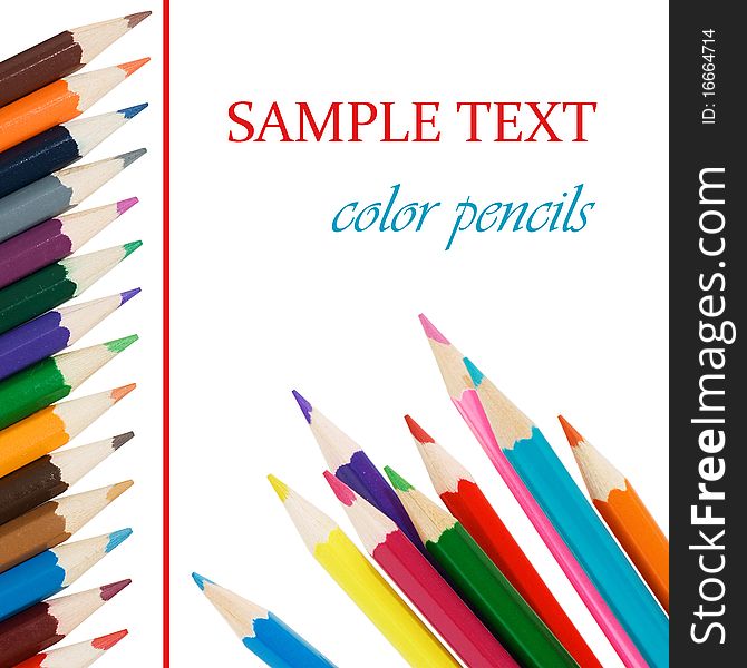 Colour pencils isolated on white background - collage