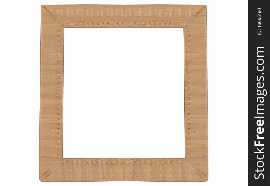 Wooden ornamented picture frame isolated