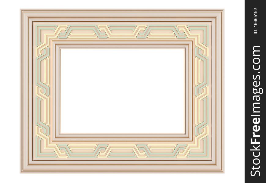 Wooden Ornamented Picture Frame Isolated