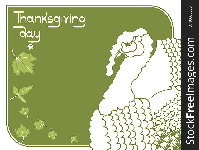 Turkey postcard.Vector thanksgiving graphic