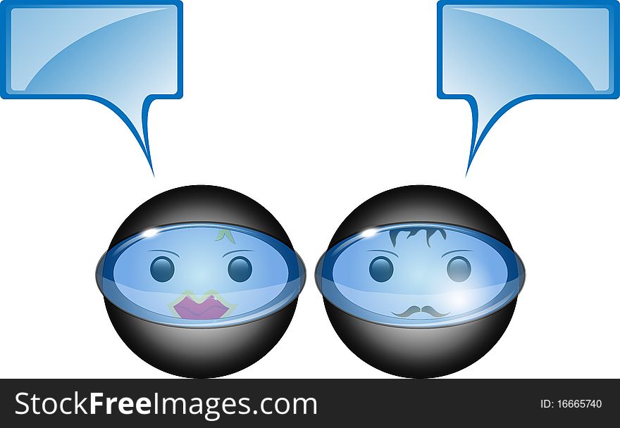 Two face of spacemen boy and girl with helmet. Two face of spacemen boy and girl with helmet