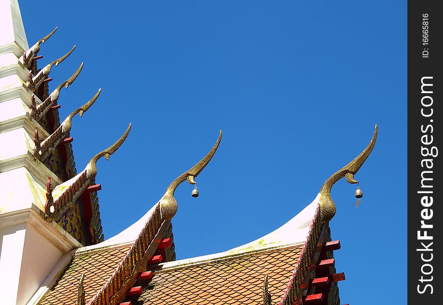 Gable apex on roof in temple , Thailand