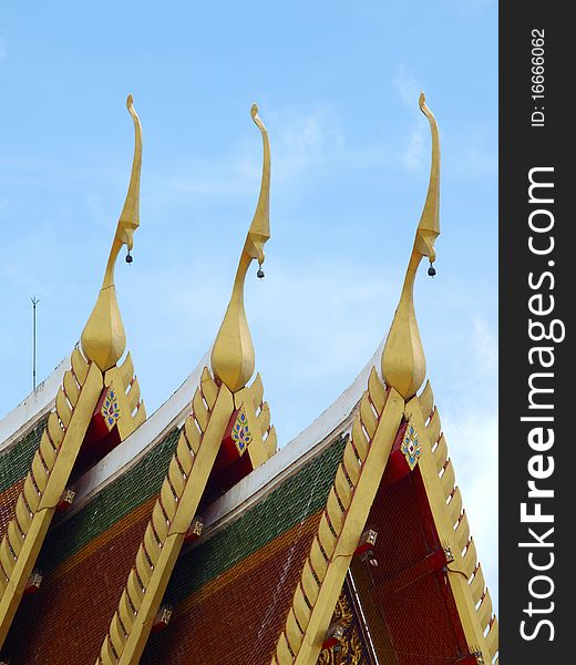 Thai style wood carving in temple , Thailand