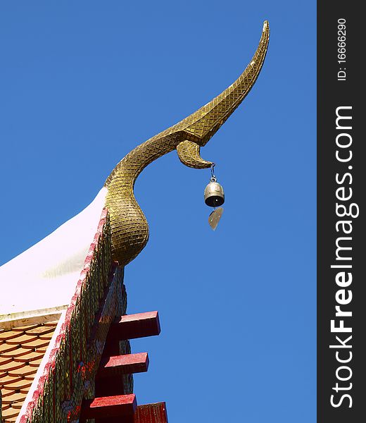 Gable apex on roof in temple , Thailand