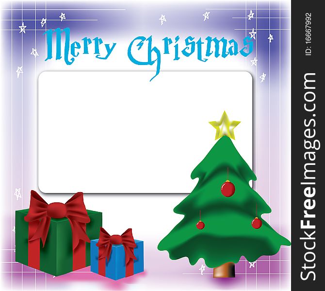Christmas card designed with beautiful Christmas tree and present. Christmas card designed with beautiful Christmas tree and present